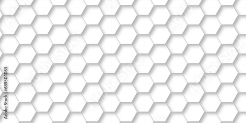 Abstract hexagons White Hexagonal Background. Luxury honeycomb grid White Pattern. Vector Illustration. 3D Futuristic abstract honeycomb mosaic white background. geometric mesh cell texture. © MdLothfor