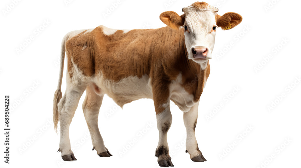 A cow standing on a isolated on transparent or white background, png
