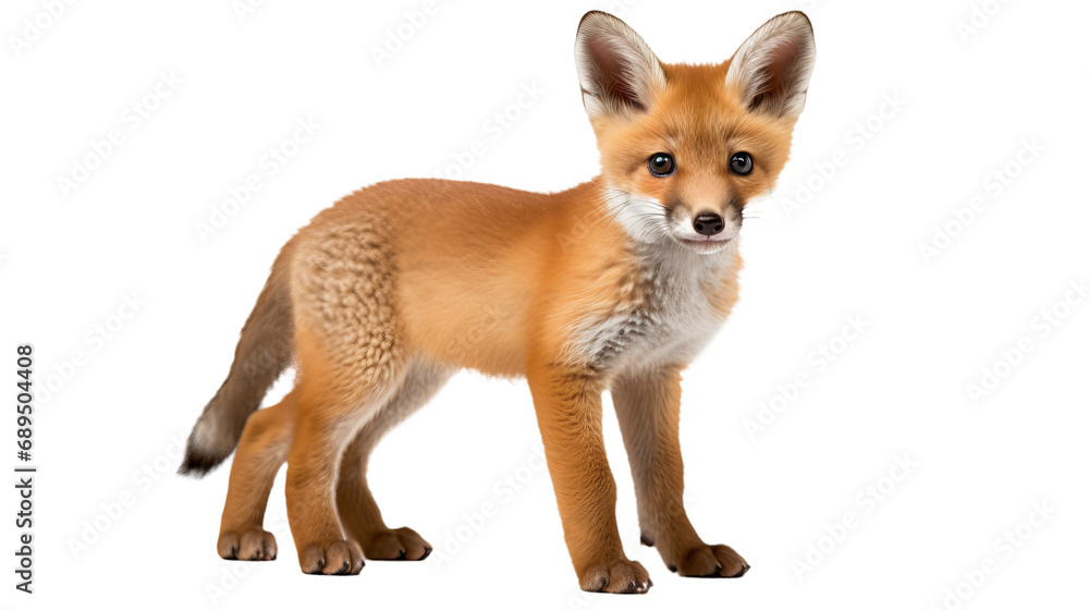 A fox standing , isolated on transparent or white background, png