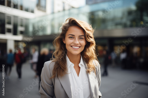 businesswoman portrait in sunny the city 