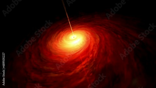 A Quasar rotating in outer space with a massive black hole inside.  photo