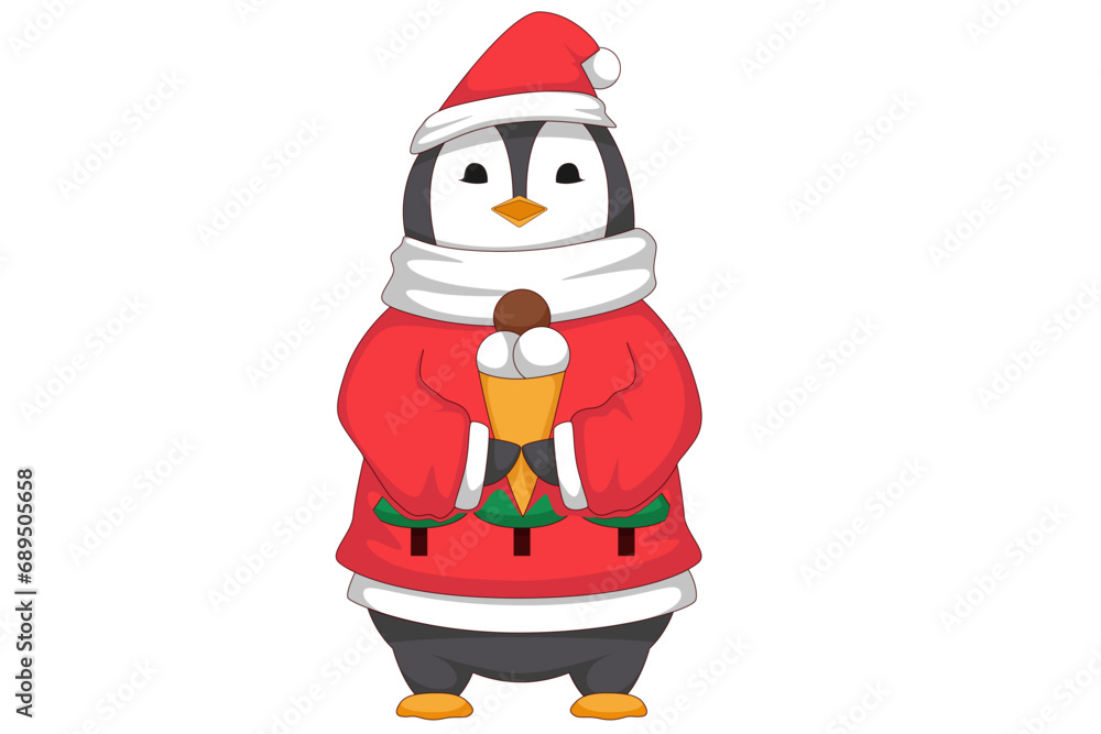 Cute Christmas Penguin Character Design Illustration Cute Christmas Penguin Character Design Illustration