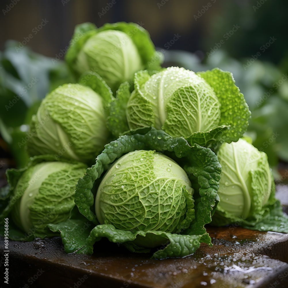 Fototapeta premium Fresh Garden Cabbage picked from the bush. 