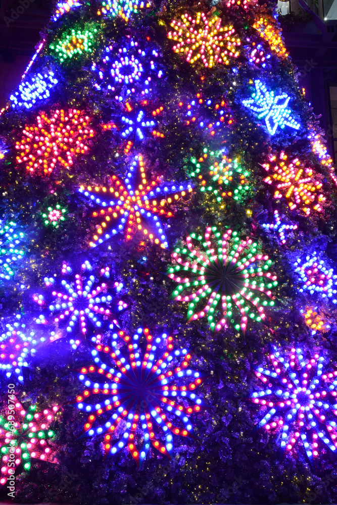 Star light on Christmas tree for Christmas and New Year Celebration.