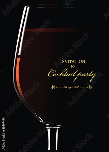 Cocktail party invitation. 3d vector illustration. Hand drawn illustration by Adobe Illustartor photo