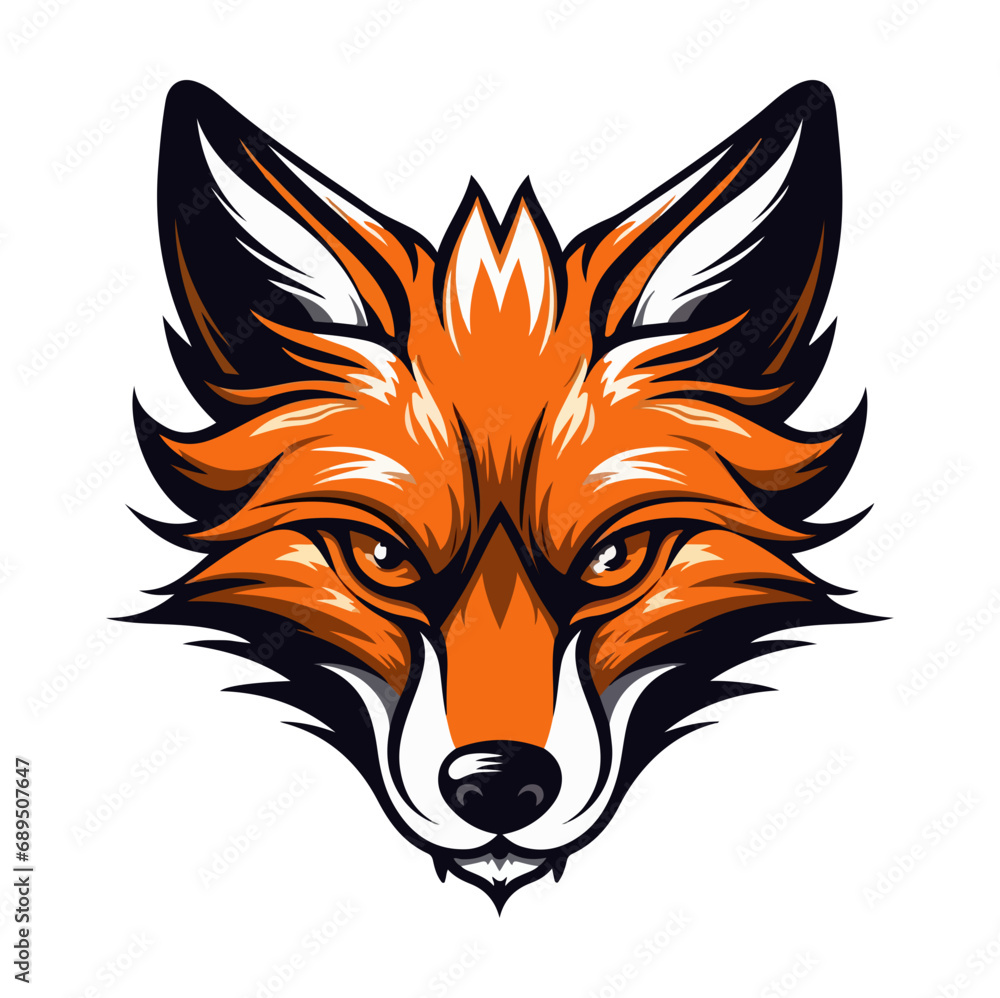 Fox head mascot logo illustration, generative ai Fox head mascot logo illustration, generative ai