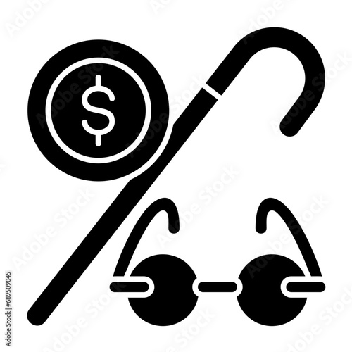 Retirement vector icon on glyph