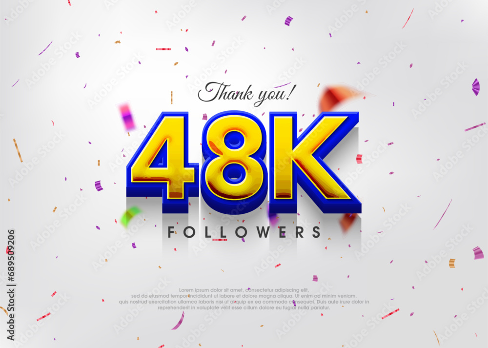 Colorful theme greeting 48k followers, thank you greetings for banners, posters and social media posts.
