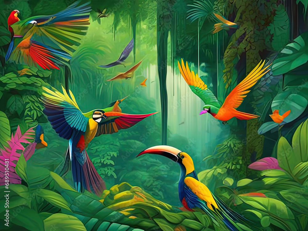a many birds flying in the jungle together a many birds flying in the jungle together
