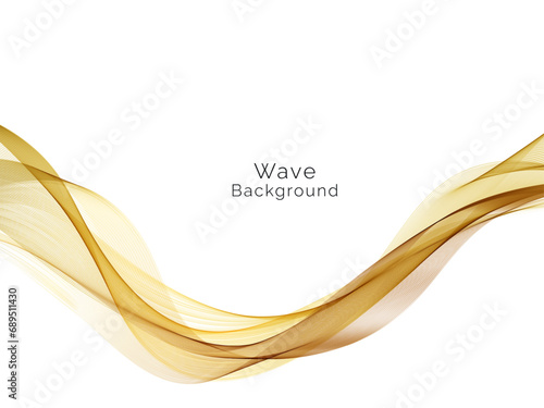 Stylish smooth gold line wave effect isolated on white