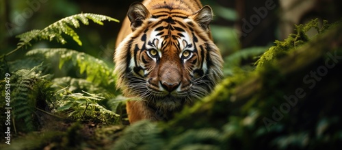 Wild tiger in its natural habitat.