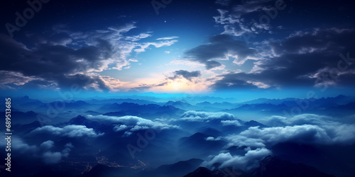  Night sky landscape from the top of mountain