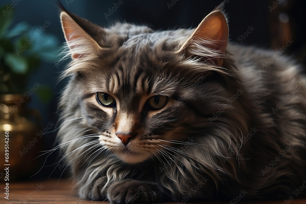 Obraz premium beautiful cat sitting on a table AI Generated