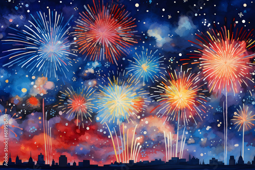 Fireworks background, New Year's Eve celebration