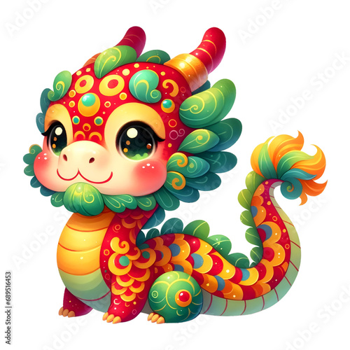 2024 Cute Dragon clipart, Chinese New Year Watercolor Clipart, Baby Dragon for kids, Chinese Lunar New Year, Holiday Graphic PNG