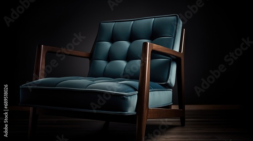 Close up of a classic blue armchair art deco style.