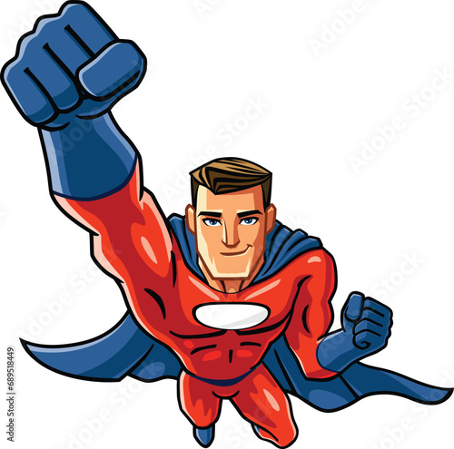 flying superhero cartoon mascot illustration character vector clip art