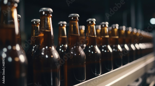 Beer production line in factory  AI generated