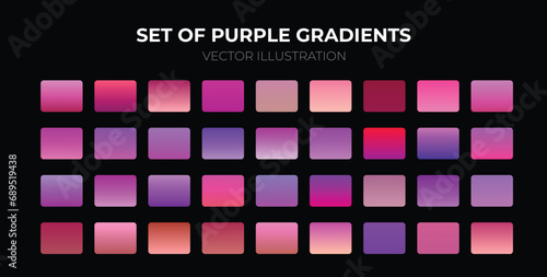 Set of Purple Gradients. A set of purple gradient backgrounds. Modern screen vector design for mobile app. Soft and dark color gradients. Vector graphics.
