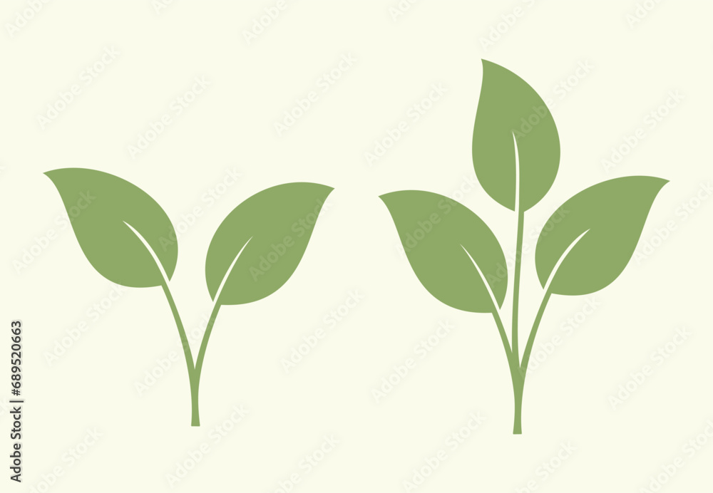 Green leaves icon set isolated vector illustration. Green leaves icon set isolated vector illustration.