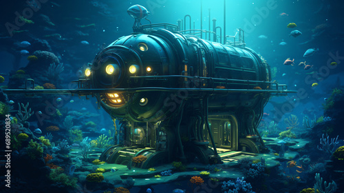 Underwater station or submarine steampunk © Mishi