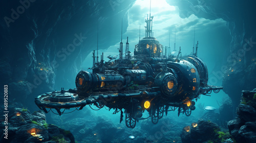 Underwater station or submarine steampunk © Mishi