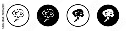 Zzz icon set. sleep or nap vector symbol. sleepy text sign in black filled and outlined style. photo