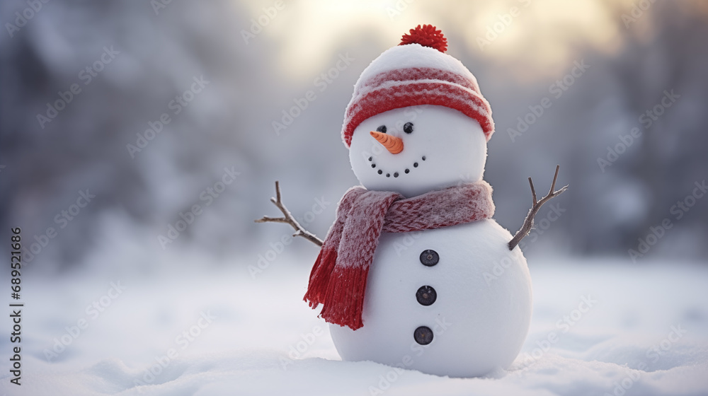 Fototapeta premium Snowman pictures in winter 