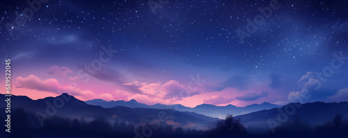 夜空と雲と山の景色