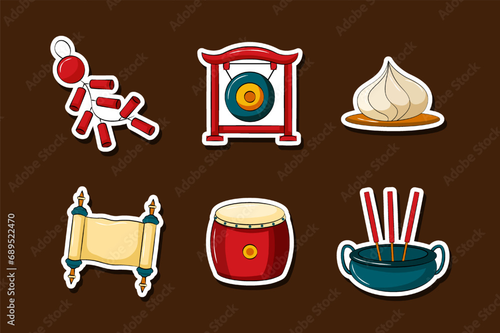 Set Collection of Chinese New Year Sticker Set Collection of Chinese New Year Sticker
