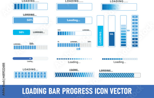 Loading bar progress icon set photo
