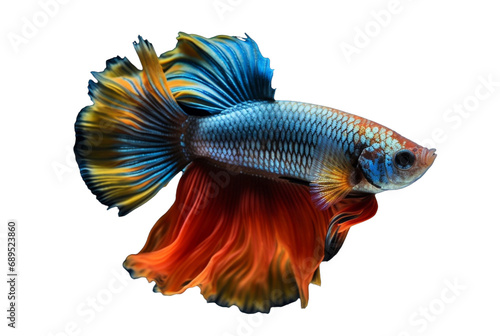 beautiful colorful betta fish isolated transparent background. generative ai