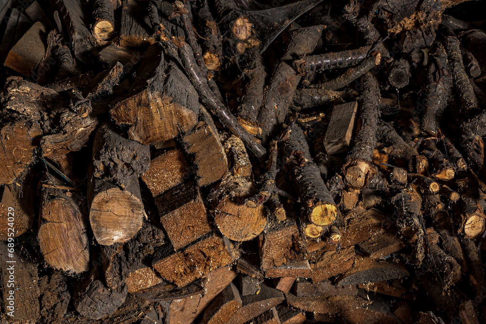 Harvested firewood for heating a private house Harvested firewood for heating a private house