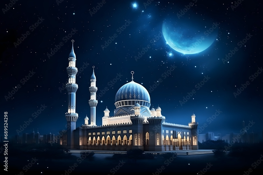 ramadan Kareem, Ramadan crescent moon, Eid Mubarak Islamic festival social media banner and Eid Mubarak Post Template, isolated background