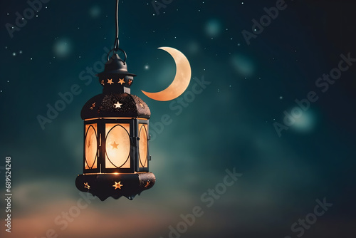 ramadan Kareem, Ramadan crescent moon, Eid Mubarak Islamic festival social media banner and Eid Mubarak Post Template, isolated background photo