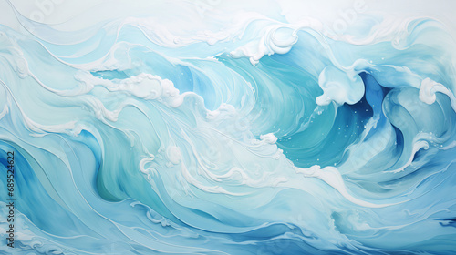 Rippling waves, dynamic flow, and aqua abstract art. Elegance, motion, and fluid design captured in a captivating depiction of water waves. © Joel/Peopleimages - AI