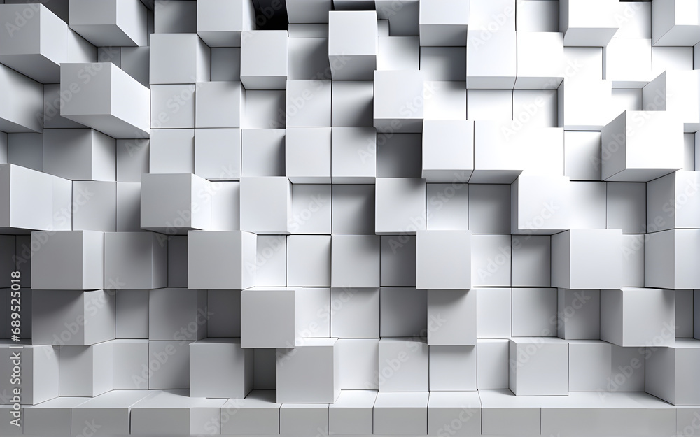 Random shifted white cube boxes block background wallpaper banner with copy space Random shifted white cube boxes block background wallpaper banner with copy space
