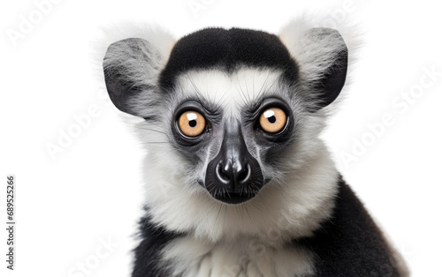Gorgeous White and Black Color Shiny Indri Isolated on Transparent Background PNG