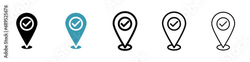 Checkpoint vector icon set. Checkpoint map check point pin for UI designs. photo