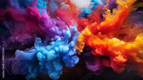 Color smoke, abstract art and vibrant expression. Dynamic, artistic and mesmerizing hues for graphic display, design, and creative inspiration.