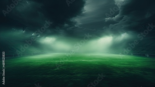 Neon-lit soccer field. Generative AI photo