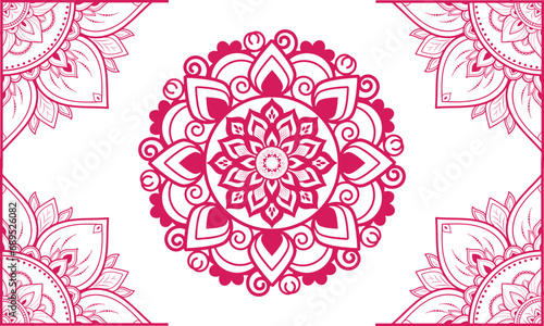 Floral corner shapes, Leaves border frame illustration Vector Decorative mandala design.