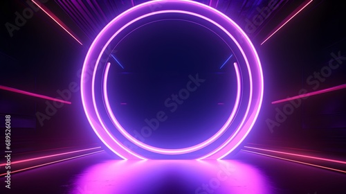 abstract background with neon lights. neon tunnel.space construction.