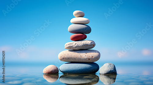 Stacked pebbles  meditation relaxation yoga fitness background material