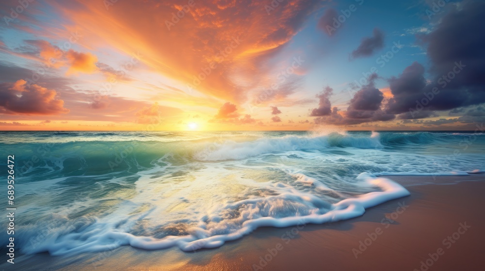 Obraz premium Tropical sunrise, cloudscape. Generative AI