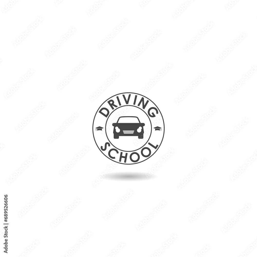 Fototapeta premium Driving school logo icon with shadow