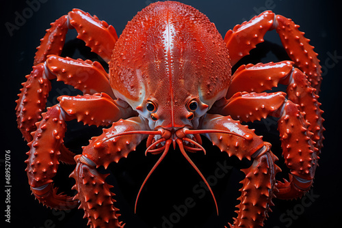 Red crab in its natural environment. Generative AI. photo