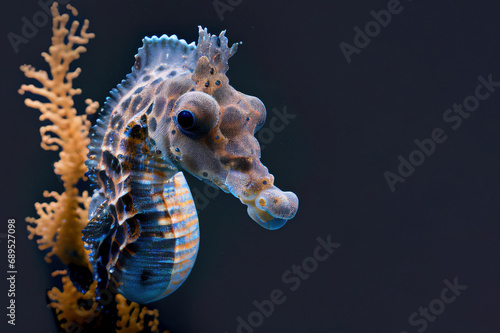 Hippocampus or Seahorses, is a species of fish in the Syngnathidae family. Generative AI. photo