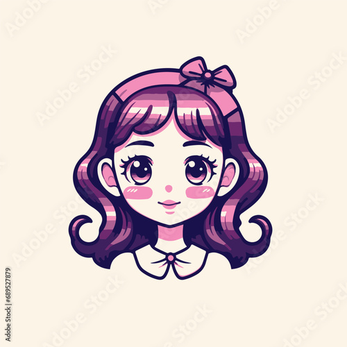 a cute little girl with smile icon illustration