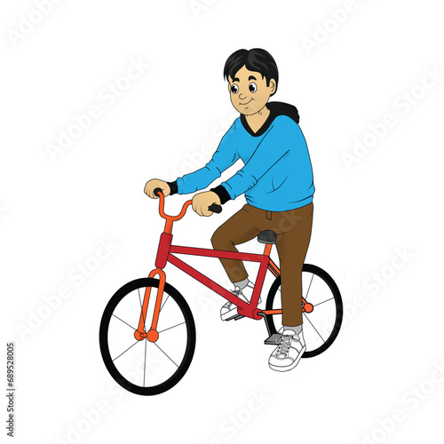 Smiling Boy Cycling Cartoon Vector stock | Adobe stock